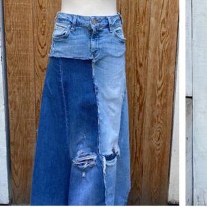 Recycled Patchwork Denim Skirt